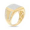 Thumbnail Image 3 of Men's 1 CT. T.W. Square-Shaped Multi-Diamond Textured Shank Ring in 10K Gold