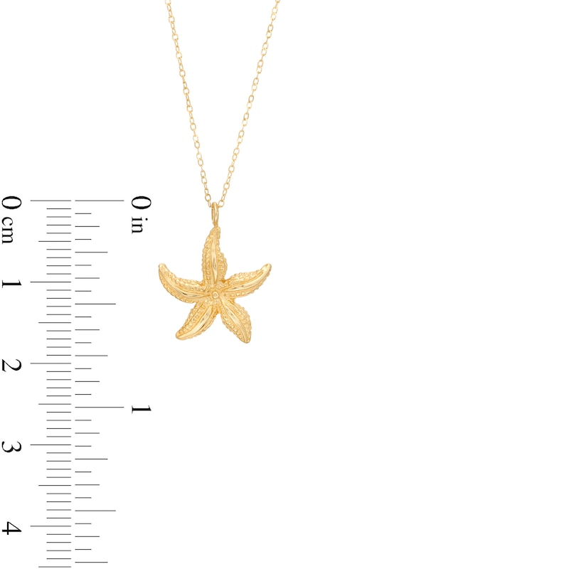Polished and Beaded Starfish Pendant in 10K Gold – 17"