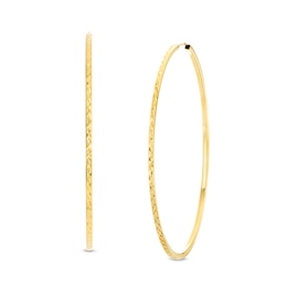 50.0mm Diamond-Cut Continuous Tube Hoop Earrings in 10K Gold