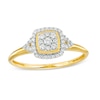 Thumbnail Image 1 of 1/5 CT. T.W. Cushion-Shaped Multi-Diamond Milgrain Promise Ring in 10K Gold