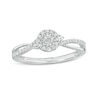 Thumbnail Image 1 of 1/4 CT. T.W. Diamond Frame Twist Shank Promise Ring in 10K White Gold