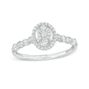 Thumbnail Image 1 of 1/5 CT. T.W. Multi-Diamond Oval Frame Scallop Edge Promise Ring in 10K White Gold