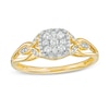 Thumbnail Image 0 of 1/5 CT. T.W. Multi-Diamond Square Frame Split Shank Leaf-Sides Flower Promise Ring in 10K Gold