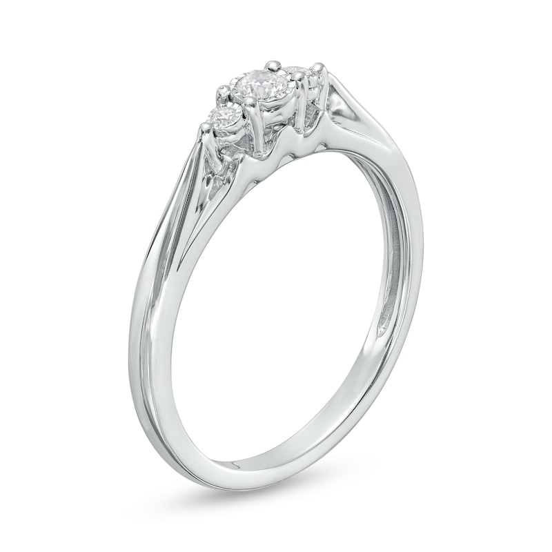 Main Image 3 of 1/10 CT. T.W. Diamond Three Stone Promise Ring in 10K White Gold