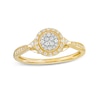 Thumbnail Image 1 of 1/5 CT. T.W. Multi-Diamond Frame Leaf-Sides Tapered Shank Promise Ring in 10K Gold