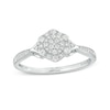 Thumbnail Image 1 of 1/4 CT. T.W. Multi-Diamond Flower Frame Split Tapered Shank Promise Ring in 10K White Gold