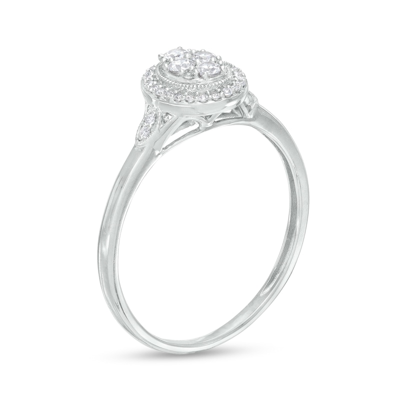 Main Image 3 of 1/5 CT. T.W. Multi-Diamond Oval Frame Promise Ring in 10k White Gold