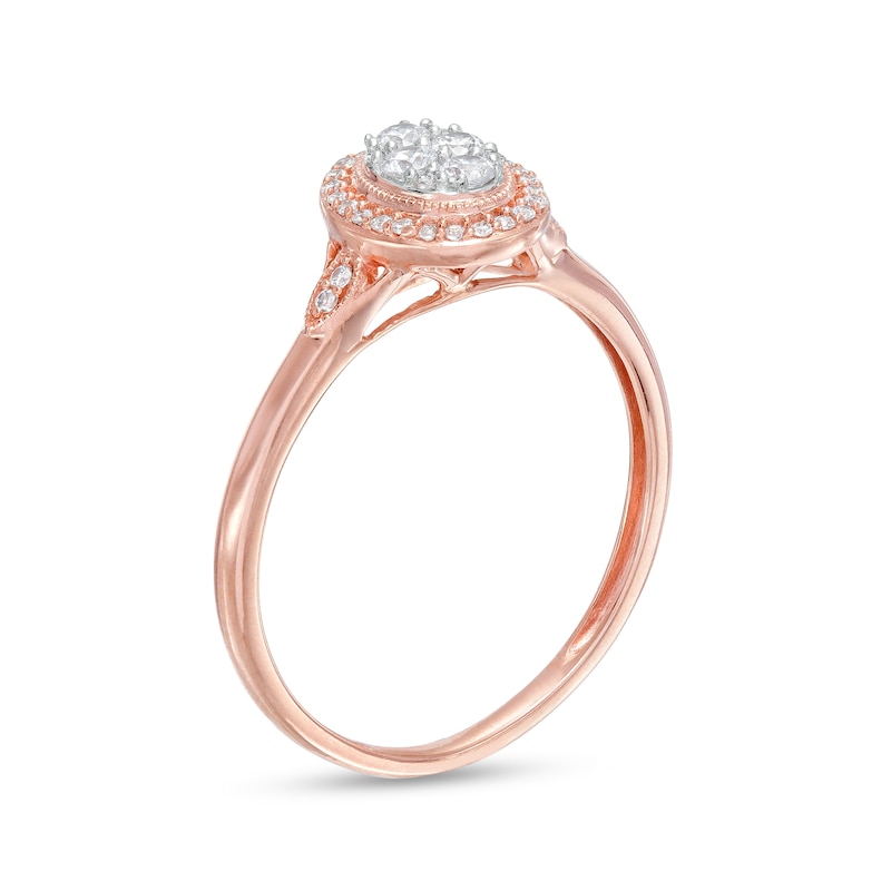 Main Image 3 of 1/5 CT. T.W. Multi-Diamond Oval Frame Promise Ring in 10K Rose Gold