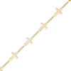 Thumbnail Image 1 of 1/8 CT. T.W. Diamond Sideways Gothic-Style Cross Station Bracelet in 10K Gold – 7.25&quot;