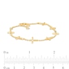 Thumbnail Image 4 of 1/8 CT. T.W. Diamond Sideways Gothic-Style Cross Station Bracelet in 10K Gold – 7.25&quot;