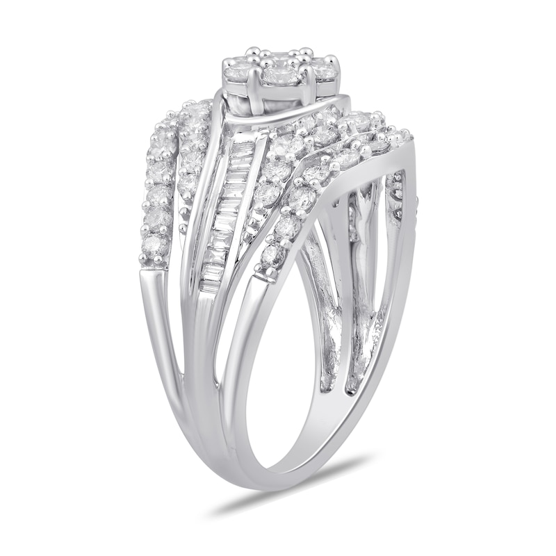 Main Image 2 of 1-1/2 CT. T.W. Multi-Diamond Multi-Row Ring in 10K White Gold