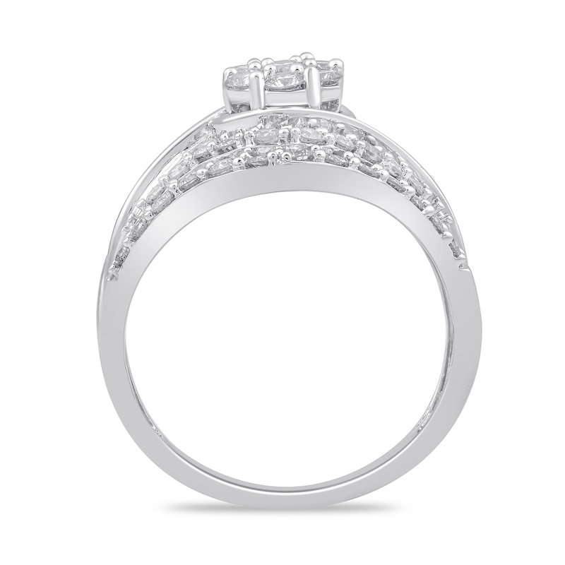 Main Image 3 of 1-1/2 CT. T.W. Multi-Diamond Multi-Row Ring in 10K White Gold