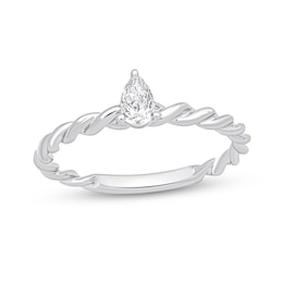 1/4 CT. Pear-Shaped Diamond Solitaire Twist Shank Engagement Ring in 14K White Gold