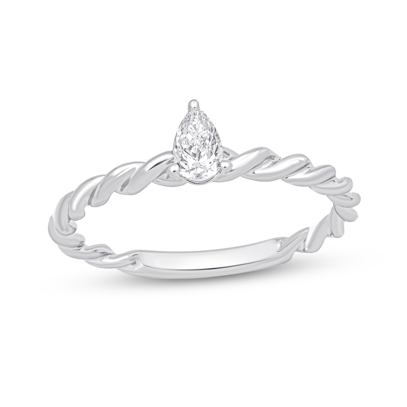 Main Image 1 of 1/4 CT. Pear-Shaped Diamond Solitaire Twist Shank Engagement Ring in 14K White Gold