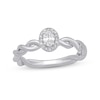 Thumbnail Image 1 of 1/4 CT. T.W. Oval Diamond Frame Twist Shank Engagement Ring in 10K White Gold