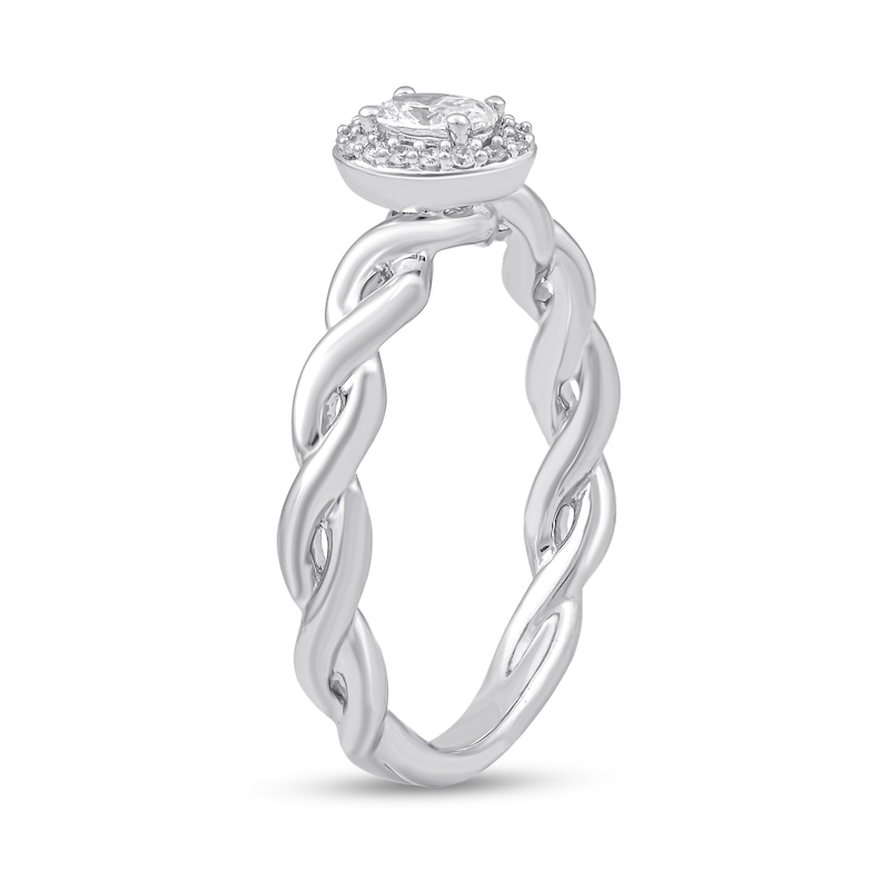 Main Image 2 of 1/4 CT. T.W. Oval Diamond Frame Twist Shank Engagement Ring in 10K White Gold