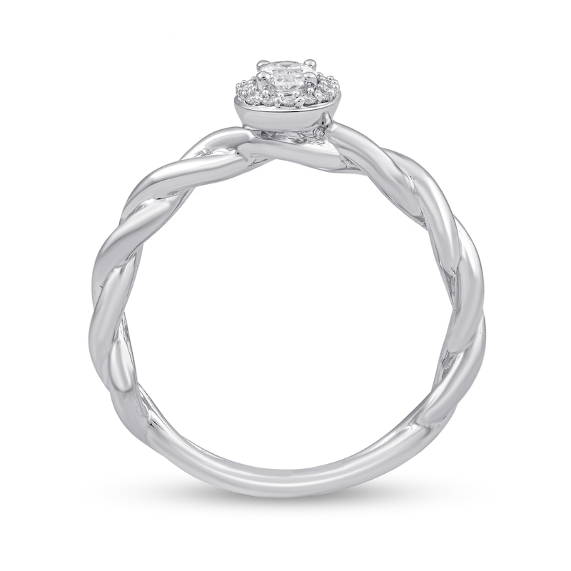 Main Image 3 of 1/4 CT. T.W. Oval Diamond Frame Twist Shank Engagement Ring in 10K White Gold