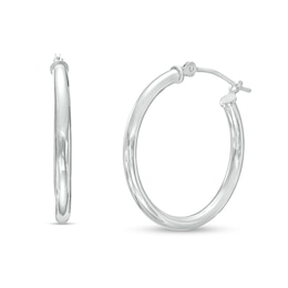 23.0mm Tube Hoop Earrings in 14K White Gold