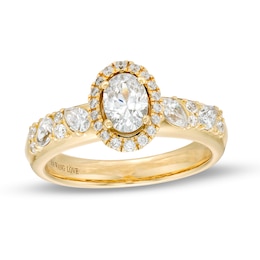 Vera Wang Love Collection 1 CT. T.W. Oval Diamond Frame Engagement Ring in 14K Gold