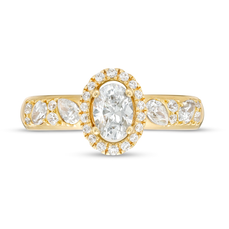 Main Image 3 of Vera Wang Love Collection 1 CT. T.W. Oval Diamond Frame Engagement Ring in 14K Gold