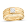 Thumbnail Image 1 of Vera Wang Love Collection Men's 1 CT. Square-Cut Diamond Solitaire Grooved Wedding Band in 14K Gold