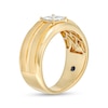 Thumbnail Image 2 of Vera Wang Love Collection Men's 1 CT. Square-Cut Diamond Solitaire Grooved Wedding Band in 14K Gold