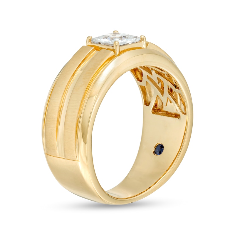 Main Image 2 of Vera Wang Love Collection Men's 1 CT. Square-Cut Diamond Solitaire Grooved Wedding Band in 14K Gold