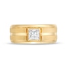 Thumbnail Image 4 of Vera Wang Love Collection Men's 1 CT. Square-Cut Diamond Solitaire Grooved Wedding Band in 14K Gold