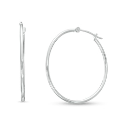 28.0mm Tube Hoop Earrings in 14K White Gold