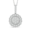 Thumbnail Image 1 of 3/4 CT. T.W. Multi-Diamond Flower Frame Pendant in 14K White Gold