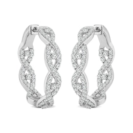 2 CT. T.W. Diamond Twist Inside-Out Hoop Earrings in 14K White Gold
