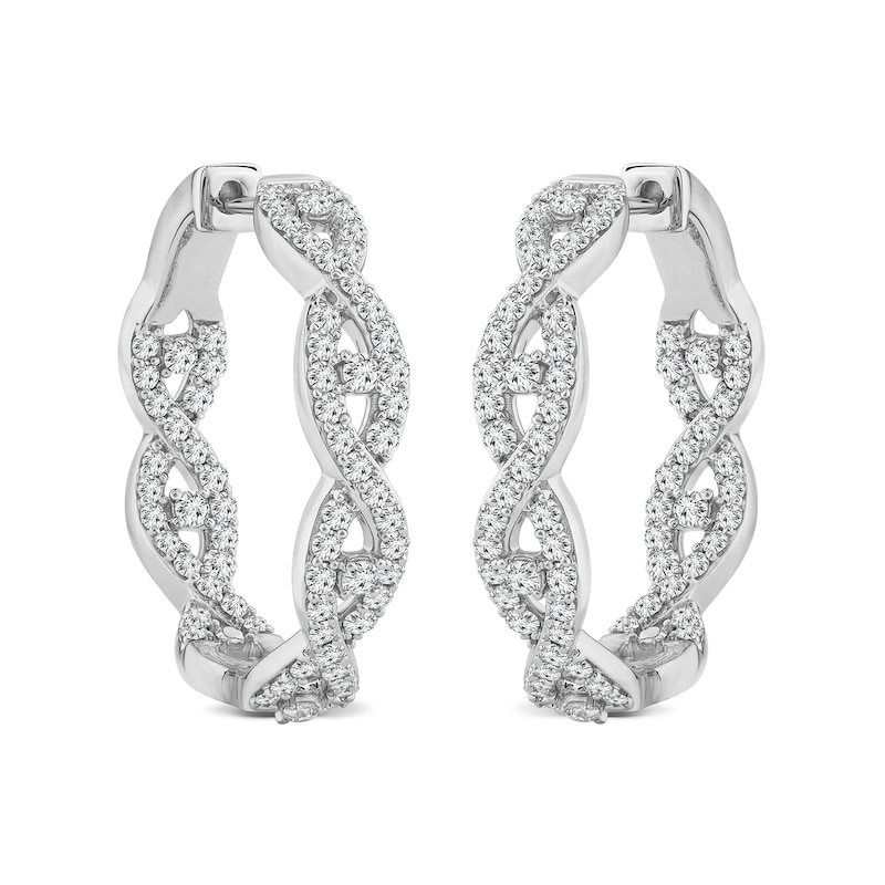 Main Image 1 of 2 CT. T.W. Diamond Twist Inside-Out Hoop Earrings in 14K White Gold