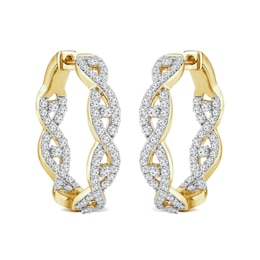 2 CT. T.W. Diamond Twist Inside-Out Hoop Earrings in 14K Gold