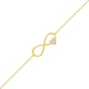 Thumbnail Image 1 of 1/20 CT. T.W. Diamond Infinity Heart Anklet in 10K Gold - 10&quot;