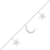 Thumbnail Image 1 of 1/20 CT. T.W. Diamond Moon and Double Star Anklet in Sterling Silver - 10&quot;