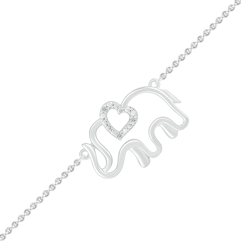 Main Image 1 of Diamond Accent Elephant Heart Anklet in Sterling Silver - 10&quot;