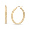 Thumbnail Image 1 of 30.0mm Diamond-Cut Double Row Square Tube Hoop Earrings in 14K Gold