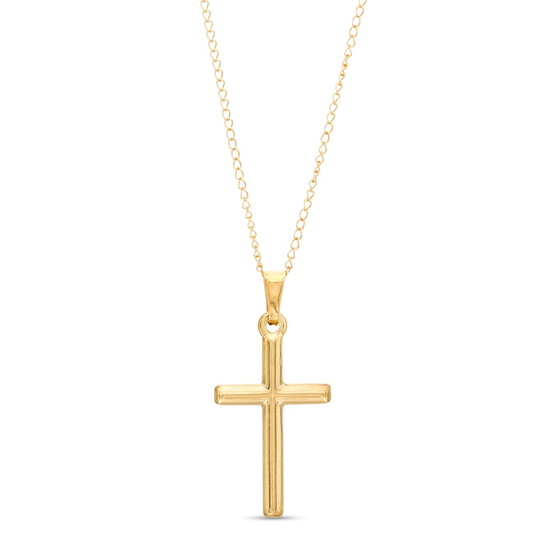 Child's Barrel Cross Pendant in 14K Gold – 13