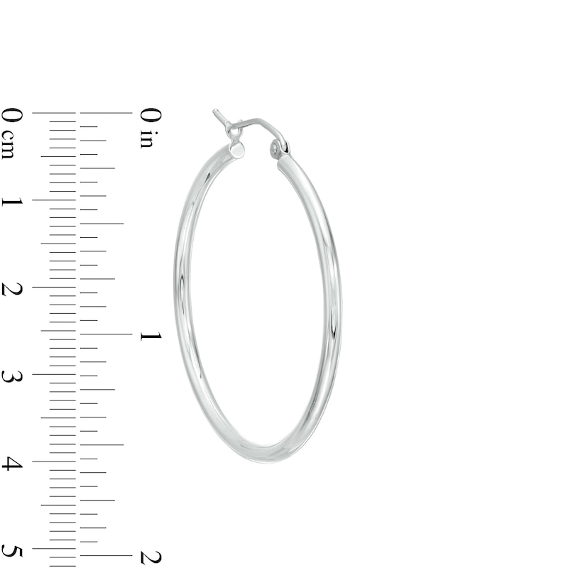 Main Image 3 of 35.0mm Tube Hoop Earrings in 14K White Gold