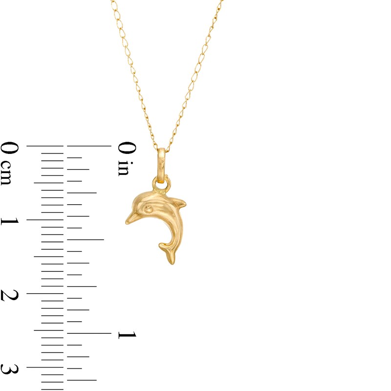 Main Image 2 of Child's Mini Dolphin Dangle Pendant in 14K Gold - 13&quot;