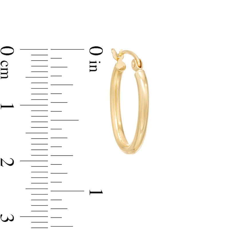 20.0 x 14.0mm Oval Tube Hoop Earrings in 14K Gold