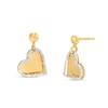 Thumbnail Image 1 of Diamond-Cut Layered Outline Tilted Heart Drop Earrings in 14K Two-Tone Gold