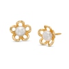Thumbnail Image 0 of Child's 4.0mm Cultured Freshwater Pearl Open Petal Flower Stud Earrings in 14K Gold