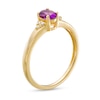 Thumbnail Image 3 of Oval Amethyst and 1/20 CT. T.W. Diamond Tri-Sides Ring in 10K Gold - Size 7