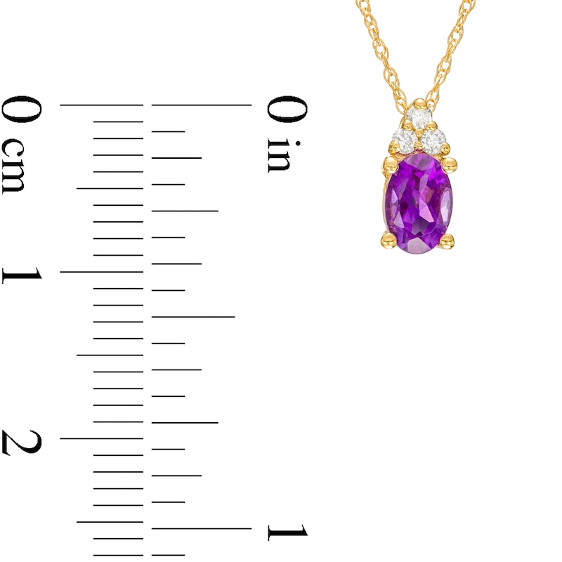 Main Image 3 of Oval Amethyst and 1/20 CT. T.W. Diamond Pendant in 10K Gold