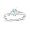 Thumbnail Image 1 of Oval Aquamarine and 1/20 CT. T.W. Diamond Tri-Sides Ring in 10K White Gold - Size 7