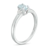 Thumbnail Image 3 of Oval Aquamarine and 1/20 CT. T.W. Diamond Tri-Sides Ring in 10K White Gold - Size 7