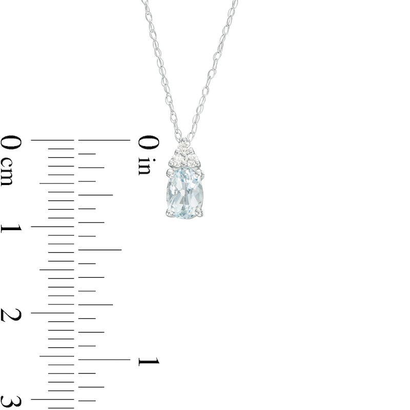 Main Image 3 of Oval Aquamarine and 1/20 CT. T.W. Diamond Pendant in 10K White Gold