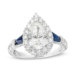 Vera Wang Love Collection 2-1/6 CT. T.W. Pear-Shaped Certified Lab-Created Diamond Frame Engagement Ring in 14K White Gold (F/VS2)