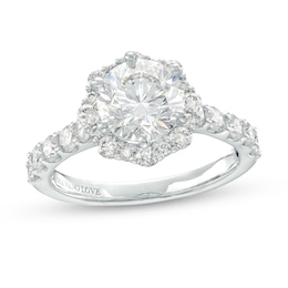 TRUE Lab-Created Diamonds by Vera Wang Love 2-1/3 CT. T.W. Flower Frame Engagement Ring in 14K White Gold (F/VS2)